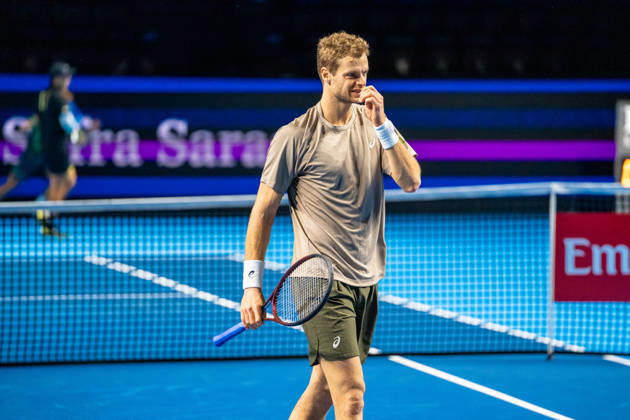 BASEL, SWITZERLAND - OCTOBER 25: Yannick Hanfmann of Germany during the Swiss Indoors Basel Day 2 at St. Jakobshalle on October 25, 2026 in Basel, Switzerland. Copyright: xJustPictures.ch PascalxvonxBürenx jp-en-EuSpIm-Pavo_Fotografie-04974