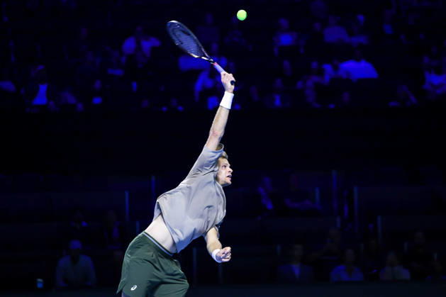 RECORD DATE NOT STATED 25th October 2026; St. Jakobshalle, Basel, Switzerland; ATP, Tennis Herren Tennis, Swiss Indoors Basel, Day 2; Qualifying final; Yannick Hanfmann of Germany serves AnthonyxBenoit