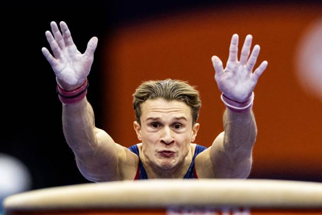 ROTTERDAM - Sebastian Sponevik (NOR) during the apparatus finals at the World Gymnastics Championships in Rotterdam Ahoy. IRIS VAN DEN BROEK ANP xVIxANPxSportx xxANPxIVx 573603073 originalFilename: 573603073.jpg