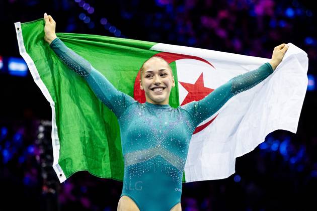 ROTTERDAM - Kaylia Nemour (ALG) reacts after winning the balance beam apparatus final at the World Gymnastics Championships in Rotterdam Ahoy. IRIS VAN DEN BROEK ANP xVIxANPxSportx xxANPxIVx 573610518 originalFilename: 573610518.jpg