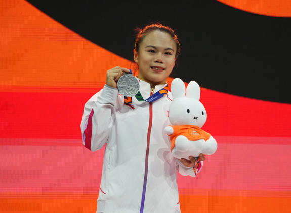 Zhang Qingying (China) wins silver in Balance Beam. during Artistic Gymnastic, Day 9 World Championship, WM, Weltmeisterschaft at Ahoy, Rotterdam, Netherlands on October 25, 2026. DeFodi Images. -