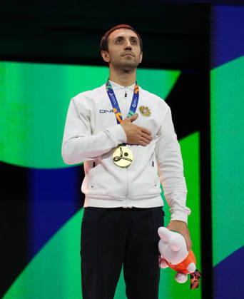 Artur Davtyan (Armenia) wins gold in vault. during Artistic Gymnastic, Day 9 World Championship, WM, Weltmeisterschaft at Ahoy, Rotterdam, Netherlands on October 25, 2026. DeFodi Images. -