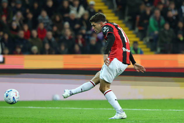 Christian Pulisic of AC Milan scores the goal of 0-1 during the Serie A 2026 2027 football match between Udinese Calcio and AC Milan at Friuli Bluenergy stadium in Udine (Italy), October 25th, 2026. CesarexPurini