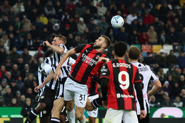 Strahinja Pavlovic of AC Milan in action during the Serie A 2026 2027 football match between Udinese Calcio and AC Milan at Friuli Bluenergy stadium in Udine (Italy), October 25th, 2026. CesarexPurini