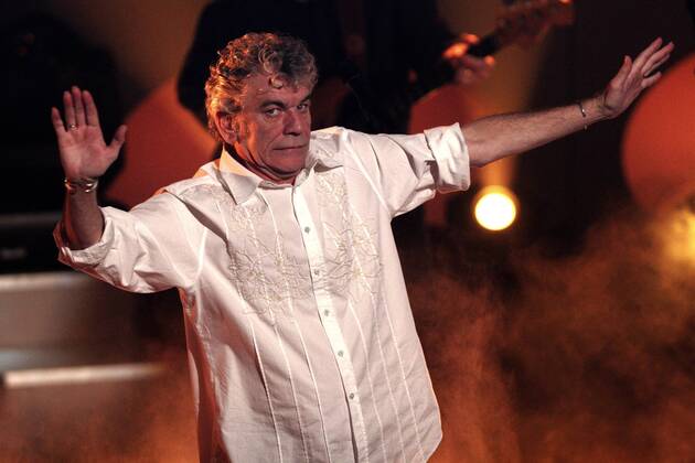 Sänger Dan McCafferty (GBR Nazareth) während der Aufzeichnung der SAT1-Fernsehshow DIE HITGIGANTEN - DIE BESTEN ROCKSONGS in Berlin