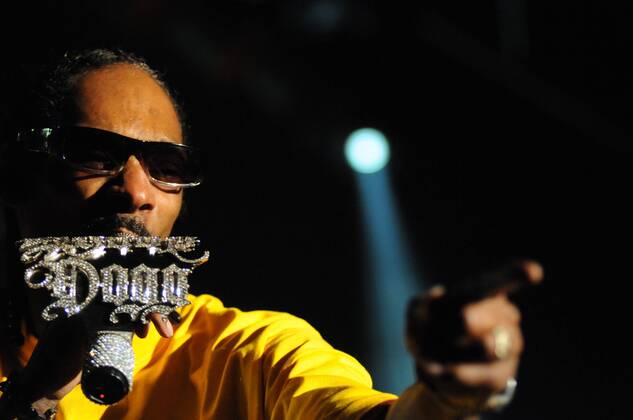 Rapper Snoop Dogg während eines Konzerts in Antwerpen - 