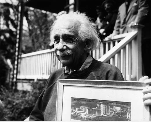 Sep 15, 1950; Princeton, NJ, USA; Professor ALBERT EINSTEIN living a quiet and peaceful life at Princeton. Albert Einstein aka Yousuf Karsh Albert Einstein (March 14, 1879 Ð April 18, 1955) was a German theoretical physicist regarded as the greatest scientist of the 20th century. He proposed the theory of relativity and made contributions to the development of quantum mechanics, statistical mechanics, and cosmology. He was awarded the 1921 Nobel Prize for Physics for his explanation of the photoelectric effect and for his services to Theoretical Physics. After his general theory of relativity was formulated in 1915. Princeton USA - ZUMAk09
