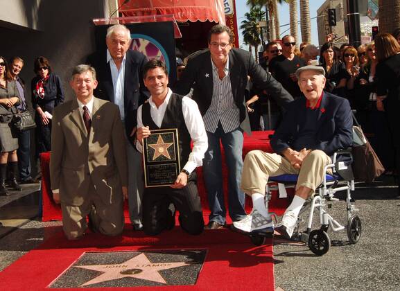 John Stamos (3-L) with Leron Gubler, Garry Marshall, Bob Saget & Jack Klugman (L-R) JOHN STAMOS HONORED WITH THE 2,393RD STAR ON THE HOLLYWOOD WALK OF FAME Los Angeles  Patrick Rideaux PicturePerfect