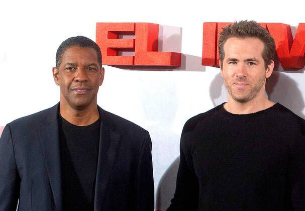 Denzel Washington und Ryan Reynolds bei dem Photocall zu dem Film Safe House am 31.01.2012 in Madrid Safe House Madrid Photocall 2012 