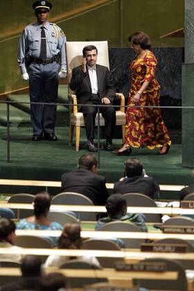 His Excellency Mahmoud Ahmadinejad, President of the Islamic Republic of Iran waits to address the United Nations at the 67th United Nations General Assembly in the UN building in New York City on September 26, 2012.  NYP20120926123
