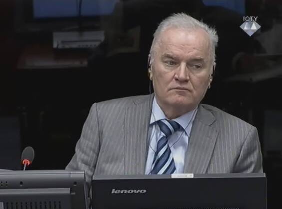 (140128) -- THE HAGUE, Jan. 28, 2014 (Xinhua) -- Former Bosnian Serb Army chief Ratko Mladic appears at the court of the International Criminal Tribunal of the former Yugoslavia (ICTY) in The Hague, Netherlands, on Jan. 28, 2014. Two of the key figures of the Bosnian War in the nineties were in court together on Tuesday in The Hague, with former Bosnian Serb Army chief Ratko Mladic appearing in the defense case of former Bosnian Serb leader Radovan Karadzic. (Xinhua ICTY) NETHERLANDS-THE HAGUE-MLADIC-KARADZIC 