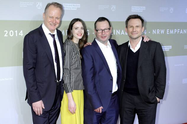 Stellan Skarsgard, Stacy Martin, Lars von Trier and Christian Slater attending the NRW Reception at the 64th Berlin International Film Festival Berlinale 2014 on February 9, 2014 in Berlin, Germany. Foto:xS.xSchrapsx xFuturexImage