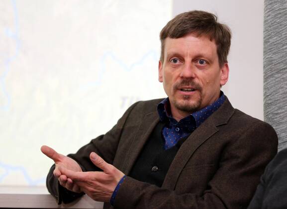 Römische Truppen in Thüringen 09.05.14 , Weimar, Pressekonferenz zu Funden aus der Römerzeit in Hachelbich im Bild: Dr.Mario Küssner (45)