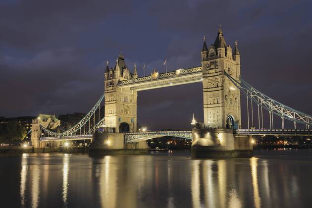 United Kingdom, England, London, View of tower bridge with river thames  RUEF000758