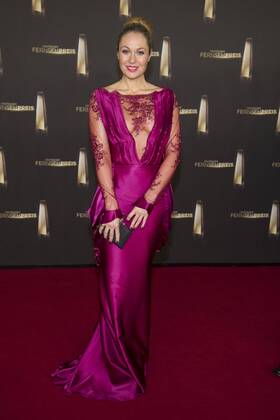 Ruth MOSCHNER, Moderatorin, Roter Teppich, Red Carpet Show, Verleihung des Deutschen Fernsehpreises Deutscher Fernsehpreis 2014 in Köln, Ausstrahlung am 03.10.2014, aufgezeichnet am 02.10.2014.