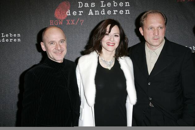 DAS LEBEN DER ANDEREN Premiere - Ankunft - Berlin Ulrich Muehe, Martina Gedeck und Ulrich Tukur bei der Ankunft der Premiere DAS LEBEN DER ANDEREN im Cinemaxx am 15.03.2006 in Berlin.