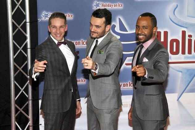 Inan Lima, Giovanni Zarrella und Tom Marks (Vintage Vegas) bei der Premiere der Eisrevue Holiday on Ice - Platinum im Tempodrom. Berlin, 01.03.2015 Foto:xA.xBuggex xFuturexImage