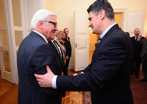 Frank Walter Steinmeier - Zagreb, Croatia 30.04.2015., Zagreb, Croatia - German Foreign Minister Frank Walter Steinmeier during his visit to Croatia met with prime minister Zoran Milanovic.  MarkoxPrpic PIXSELL