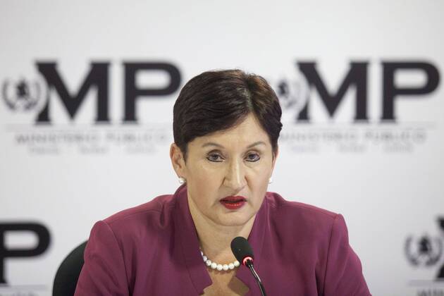 (150821) -- GUATEMALA CITY, Aug. 21, 2015 -- Attorney General and head of the Public Ministry Thelma Aldana, takes part in a press conference, in Guatemala City, capital of Guatemala, on Aug. 21, 2015. Public Ministry (MP) of Guatemala and the CICIG requested a preliminary trial against Guatemalan President Otto Perez on Friday for his alleged involvement in the case of custom fraud known as The Line , a few hours after the detention of his former Vice President Roxana Baldetti, according to local press information. Luis Echeverria) (jg) GUATEMALA-GUATEMALA CITY-POLITICS-OTTO PEREZ e LuisxEcheverria 