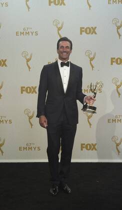 Sept. 20, 2015 - Los Angeles, CALIFORNIA, UNITED STATES OF AMERICA - Actor Jon Hamm, winner of the award for Outstanding Lead Actor in a Drama Series for Mad Men , poses in the press room at the 67th Annual Primetime Emmy Awards at Microsoft Theater on September 20, 2015 in Los Angeles, California..ARMANDO ARORIZO Los Angeles UNITED STATES OF AMERICA - ZUMAa60_