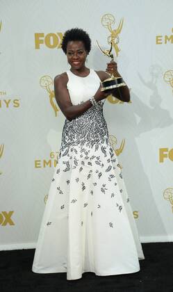 Actress Viola Davis, winner of Outstanding Lead Actress in a Drama Series for How to Get Away With Murder, holds her Emmy at the 67th Primetime Emmy Awards in the Microsoft Theater in Los Angeles on September 20, 2015.  LAP20150920275 JIMxRUYMEN