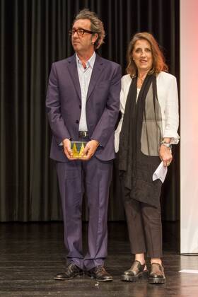 Paolo Sorrentino, Petra Müller bei der Preisverleihung der 25. Cologne Conference am 01.10.2015 in Köln. Preisverleihung der 25. Cologne Conference in Köln