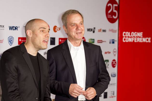 Joshua Oppenheimer, Michael Hirz bei der Preisverleihung der 25. Cologne Conference am 01.10.2015 in Köln. Preisverleihung der 25. Cologne Conference in Köln