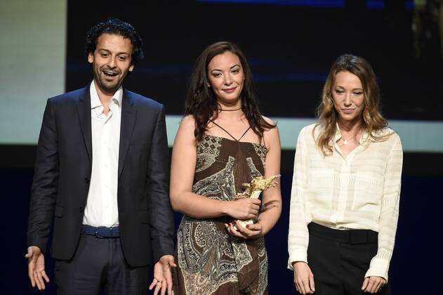 - NAMUR, BELGIUM: Loubna Abidar is pictured during the Ceremonie des Bayard prize award ceremony at the 30th edition of the FIFF Festival Internationale du Film Francophone de Namur, Friday 09 October 2015, in Namur.  JOHNxTHYS 04717600