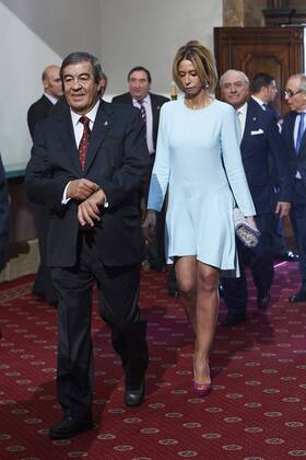 Oct. 23, 2015 - Oviedo, Principado de Asturias, Spain - Francisco Alvarez Cascos, Maria Porto attended an audience with Princesa de Asturias Awards 2015 winners at the Reconquista Hotel on October 23, 2015 in Oviedo, Spain. Oviedo Spain  - ZUMAg15_