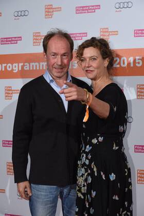Schauspieler Ulrich Noethen und Margarita Broich posiert am 09.11.2015 in Köln vor der Verleihung des Kino Programm Preis NRW.
