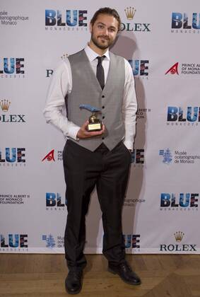 Monaco, Monte Carlo - November 09, 2015: Prizegiving Gala at Blue Monaco 2015, a Global Film Festival and Conservation Summit with winner Chris Cilfone Prizegiving Gala at Blue Monaco 2015, a Global Film Festival and Conservation Summit Blue Monaco Global Filmfestival - Preisverleihung