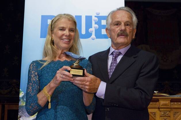 Monaco, Monte Carlo - November 09, 2015: Prizegiving Gala at Blue Monaco 2015, a Global Film Festival and Conservation Summit with Winners Rick Rosenthal and Katya Shirokow Prizegiving Gala at Blue Monaco 2015, a Global Film Festival and Conservation Summit Blue Monaco Global Filmfestival - Preisverleihung