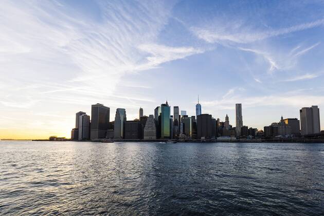 USA, New York, New York City, Manhattan, Skyline and East River at sunset GIOF000330