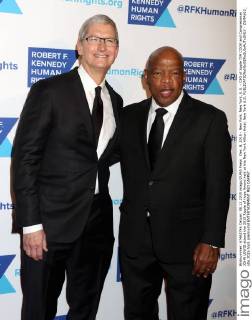 Dec. 8, 2015 - New York, New York, U.S. - CEO of Apple TIM COOK and Congressman JOHN LEWIS attend the 2015 Ripple of Hope Award held at the New York Hilton Hotel. New York U.S. - ZUMAk03_