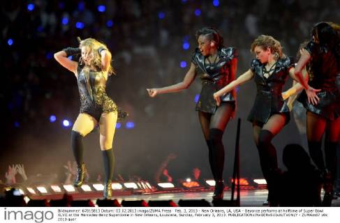 Feb. 3, 2013 - New Orleans, LA, USA - Beyonce performs at halftime of Super Bowl XLVII at the Mercedes-Benz Superdome in New Orleans, Louisiana, Sunday, February 3, 2013. - ZUMAm67