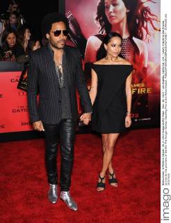 Nov. 18, 2013 - Los Angeles, California, U.S. - Lenny Kravitz & Zoe Kravitz arrives for the premiere of the film The Hunger Games: Catching Fire at the Nokia theater. - ZUMAo05