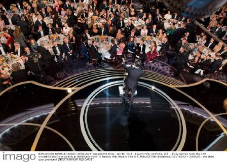 Jan 10, 2016 - Beverly Hills, California, U.S. - Ricky Gervais hosts the 73rd Annual Golden Globe Awards at the Beverly Hilton in Beverly Hills. Beverly Hills U.S. - ZUMAz03_