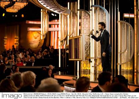 Jan 10, 2016 - Beverly Hills, California, U.S. - Oscar Isaac accepts the Golden Globe Award for BEST PERFORMANCE BY AN ACTOR IN A MINI-SERIES OR MOTION PICTURE MADE FOR TELEVISION for his role in Show Me a Hero at the 73rd Annual Golden Globe Awards at the Beverly Hilton in Beverly Hills. Beverly Hills U.S. - ZUMAz03_