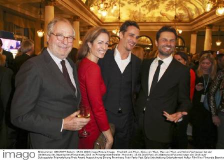 Friedrich von Thun, Gioia von Thun, Max von Thun und Simon Verhoeven bei der Verleihung des Bayerischen Filmpreises 2015 im Prinzregententheater. München, 15.01.2016 Foto:xS.xGabschx xFuturexImage