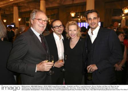 Friedrich von Thun, Luca Verhoeven, Sunnyi Melles und Max von Thun bei der Verleihung des Bayerischen Filmpreises 2015 im Prinzregententheater. München, 15.01.2016 Foto:xS.xGabschx xFuturexImage