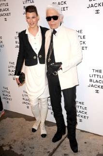 June 6, 2012 - New York, NY, USA - . . . . . .June 6, 2012...New York City Linda Evangelista and Karl Lagerfeld attend Chanel s The Little Black Jacket event at Swiss Institute on June 6, 2012 in New York City - ZUMAny1_
