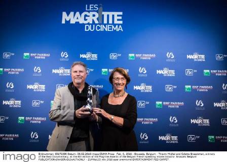 Feb. 6, 2016 - Brussels, Belgium - Thierry Michel and Colette Braeckman, winners of the Best Documentary, at the 6th edition of the Magritte Awards of the Belgian French speaking movie industry. Brussels Belgium - ZUMAp133