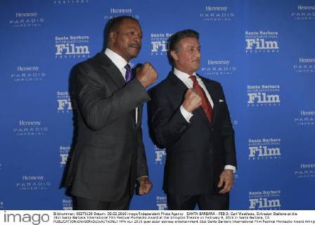 SANTA BARBARA - FEB 9: Carl Weathers, Sylvester Stallone at the 31st Santa Barbara International Film Festival Montecito Award at the Arlington Theatre on February 9, 2016 in Santa Barbara, CA  HPA