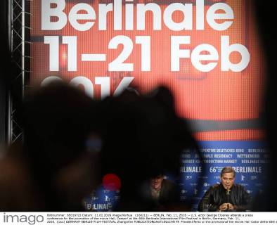 (160211) -- BERLIN, Feb. 11, 2016 -- U.S. actor George Clooney attends a press conference for the promotion of the movie Hail, Caesar! at the 66th Berlinale International Film Festival in Berlin, Germany, Feb. 11, 2016. )(zcc) GERMANY-BERLIN-FILM-FESTIVAL ZhangxFan 