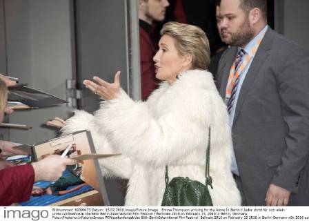 Emma Thompson arriving for the Alone In Berlin Jeder stirbt für sich allein press conference at the 66th Berlin International Film Festival Berlinale 2016 on February 15, 2016 in Berlin, Germany. Foto:xFredericx xFuturexImage