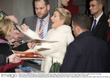 Emma Thompson arriving for the Alone In Berlin Jeder stirbt für sich allein press conference at the 66th Berlin International Film Festival Berlinale 2016 on February 15, 2016 in Berlin, Germany. Foto:xFredericx xFuturexImage