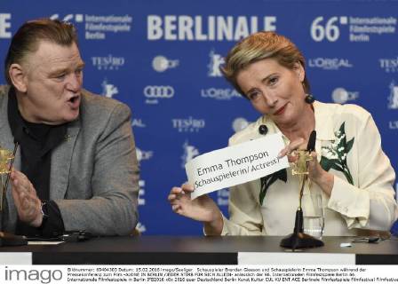 Schauspieler Brendan Gleeson und Schauspielerin Emma Thompson während der Pressekonferenz zum Film -ALONE IN BERLIN JEDER STIRB FÜR SICH ALLEIN- anlässlich der 66. Internationalen Filmfestspiele Berlin 66. Internationale Filmfestspiele in Berlin IFB2016