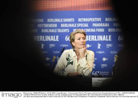 Schauspielerin Emma Thompson während der Pressekonferenz zum Film -ALONE IN BERLIN JEDER STIRB FÜR SICH ALLEIN- anlässlich der 66. Internationalen Filmfestspiele Berlin 66. Internationale Filmfestspiele in Berlin IFB2016