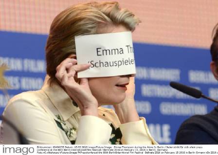Emma Thompson during the Alone In Berlin Jeder stirbt für sich allein press conference at the 66th Berlin International Film Festival Berlinale 2016 on February 15, 2016 in Berlin, Germany. Foto:xC.xNiehausx xFuturexImage