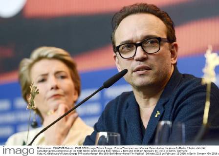 Emma Thompson and Vincent Perez during the Alone In Berlin Jeder stirbt für sich allein press conference at the 66th Berlin International Film Festival Berlinale 2016 on February 15, 2016 in Berlin, Germany. Foto:xC.xNiehausx xFuturexImage